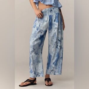 Anthropologie Pilcro Reese Smocked Pull-on Barrel Pants Printed Edition |XL| EUC